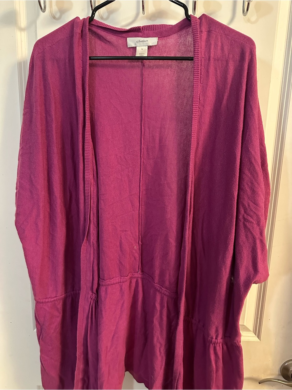 CJ Banks Fuchsia Open-Front Cardigan